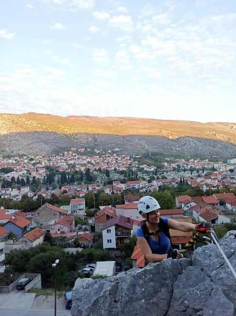 From Mostar: Via Ferrata Hum Climbing Experience - Panoramic Mostar: Old Bridge, Neretva River, and the mountains you can actually name