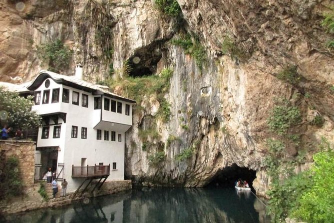 Sunny Herzegovina: Mostar, Kravice Waterfalls & 4 Cities Tour - Blagaj Tekija and the Buna River Source, the Cliffside Stop That Feels Like a Movie Set